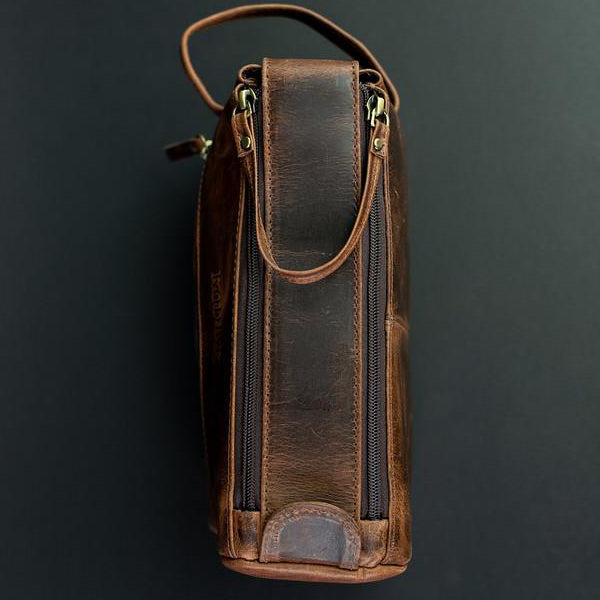 The Toiletry Bag - Men's Top Grain Leather Dopp Kit for Travel Top Zipper