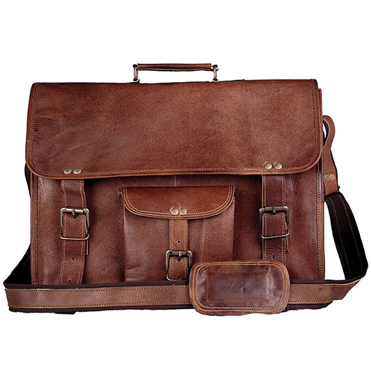 Vintage Leather Bag - Brown Messenger Briefcase Satchel