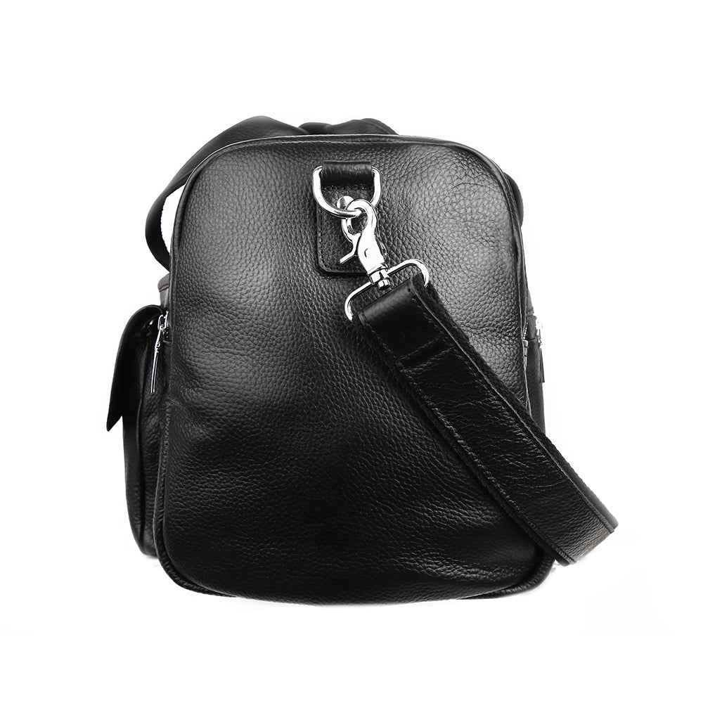 The Vita | Men's Black Leather Duffle Travel Bag - Pebbled Leather