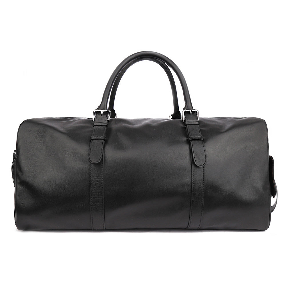 The Volta  Men's Black Leather Duffle Travel Bag – The Real