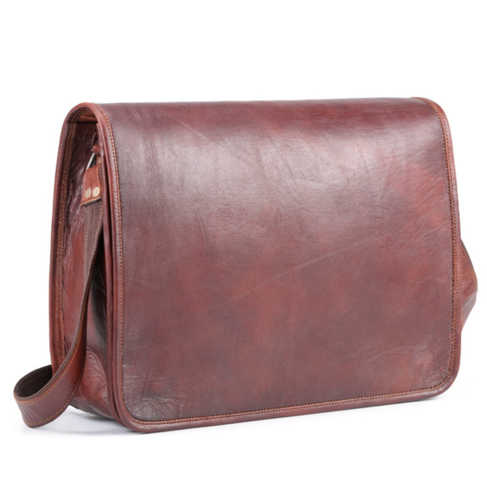 Real leather top messenger bag