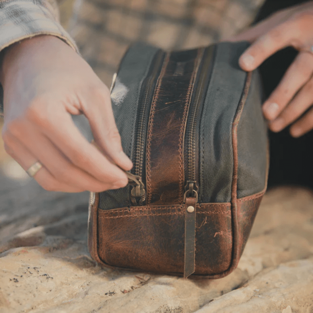 Waxed Canvas Leather Dopp Kit