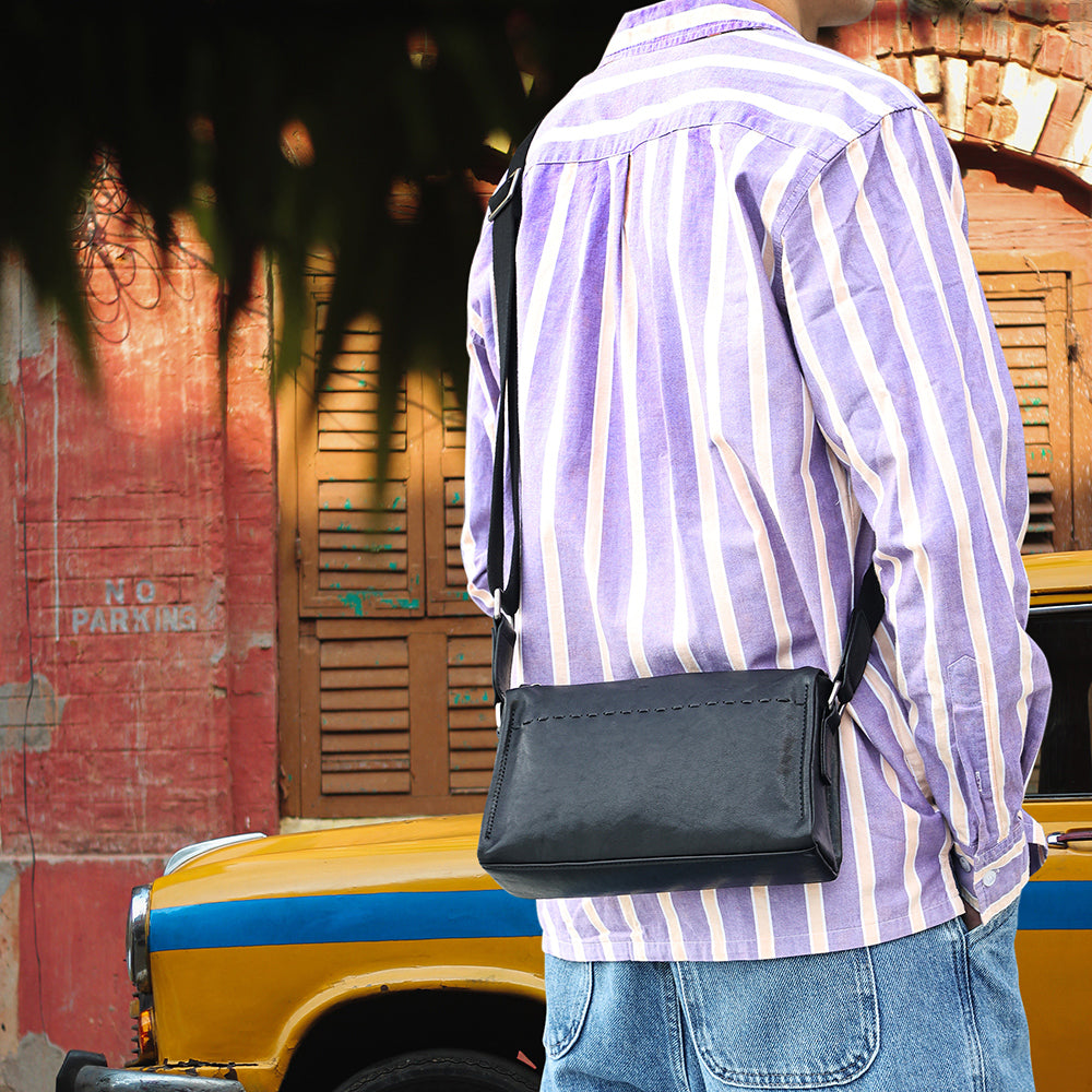 The Adriano | Black Crossbody Bag for Men