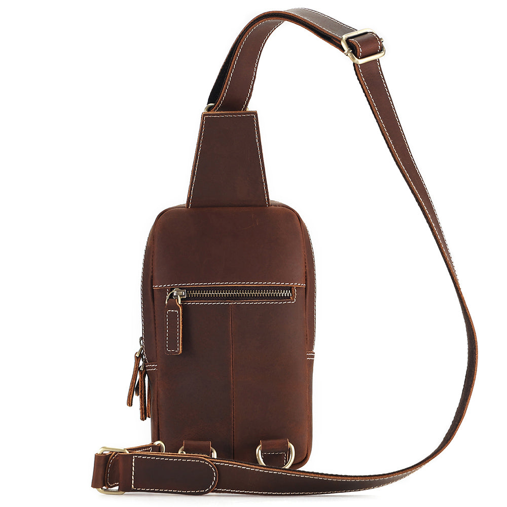 Small Leather Crossbody Purse Bag - Brown