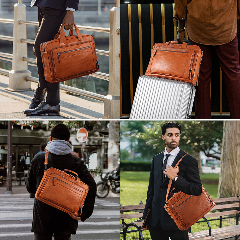 Man with cheap laptop bag