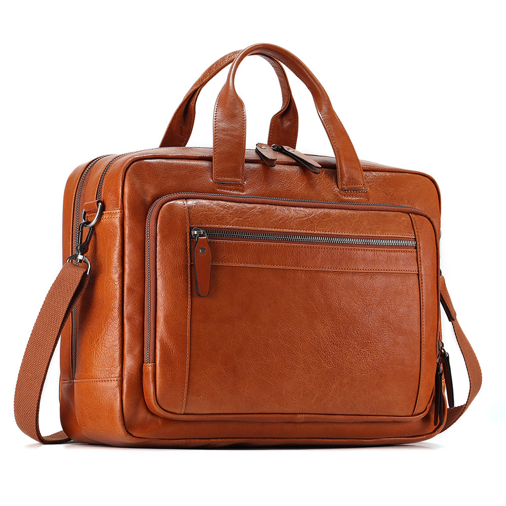 Everyday Luxury Leather Laptop Briefcase Tan The Real Leather Co