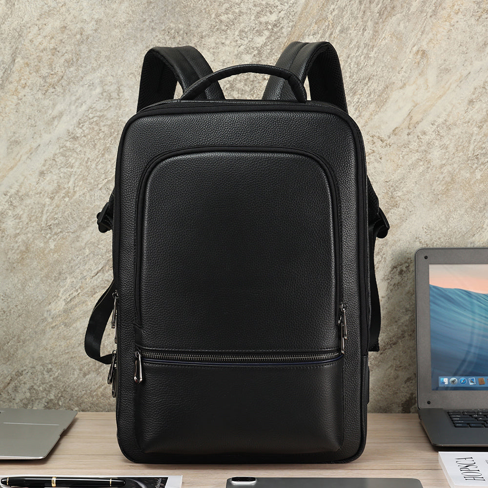 The Nyx | Top Grain Black Leather Bag for School & College