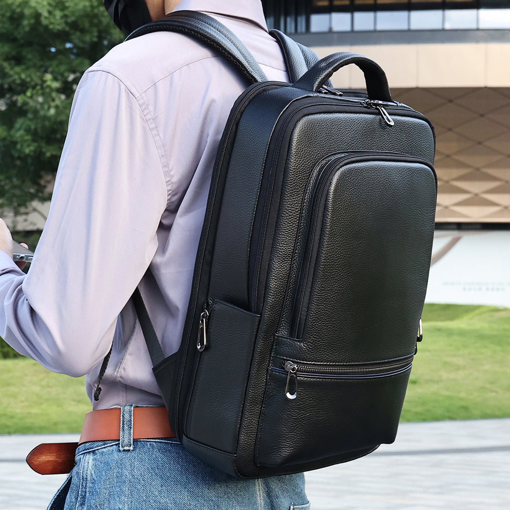 The Nyx | Top Grain Black Leather Bag for School & College – The