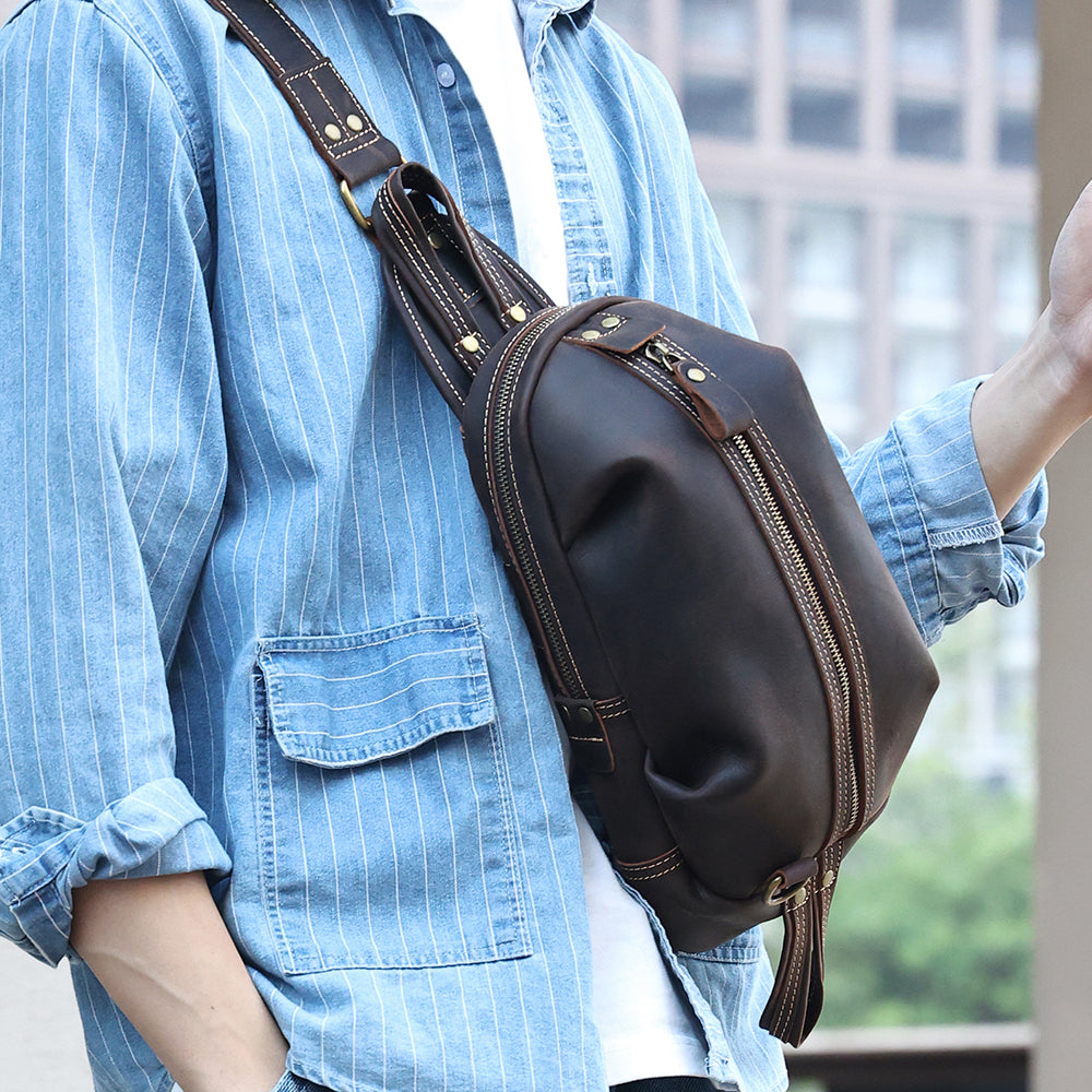 The Oreste | Classic Leather Sling Bag for Men