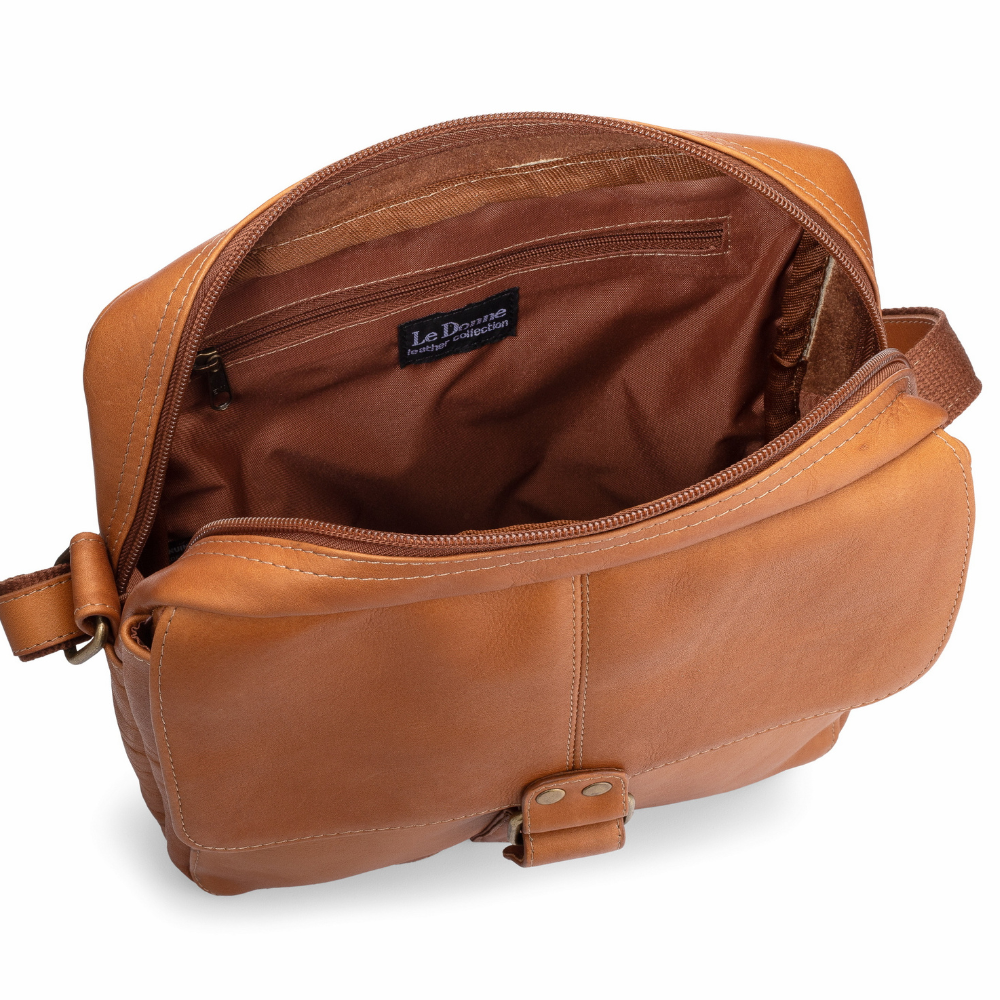 Le Donne Leather - Full Flap Laptop Messenger Bag (Cafe)