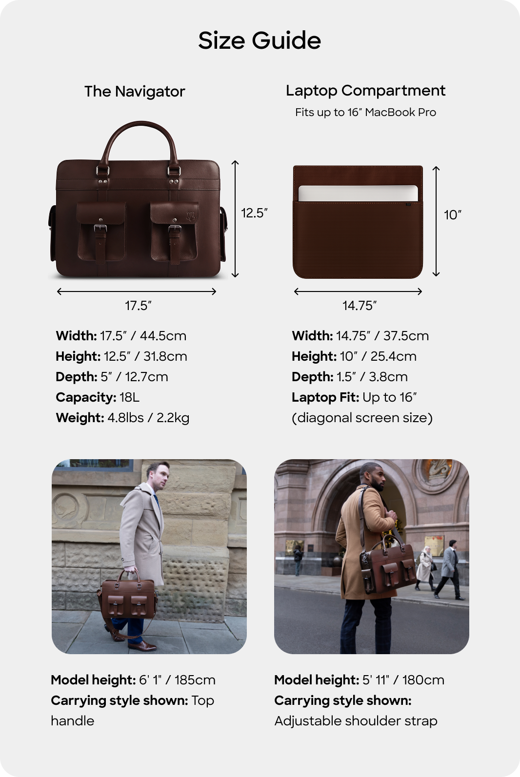 The Navigator | Leather Briefcase Flight Bag for Men – The Real Leather Co.
