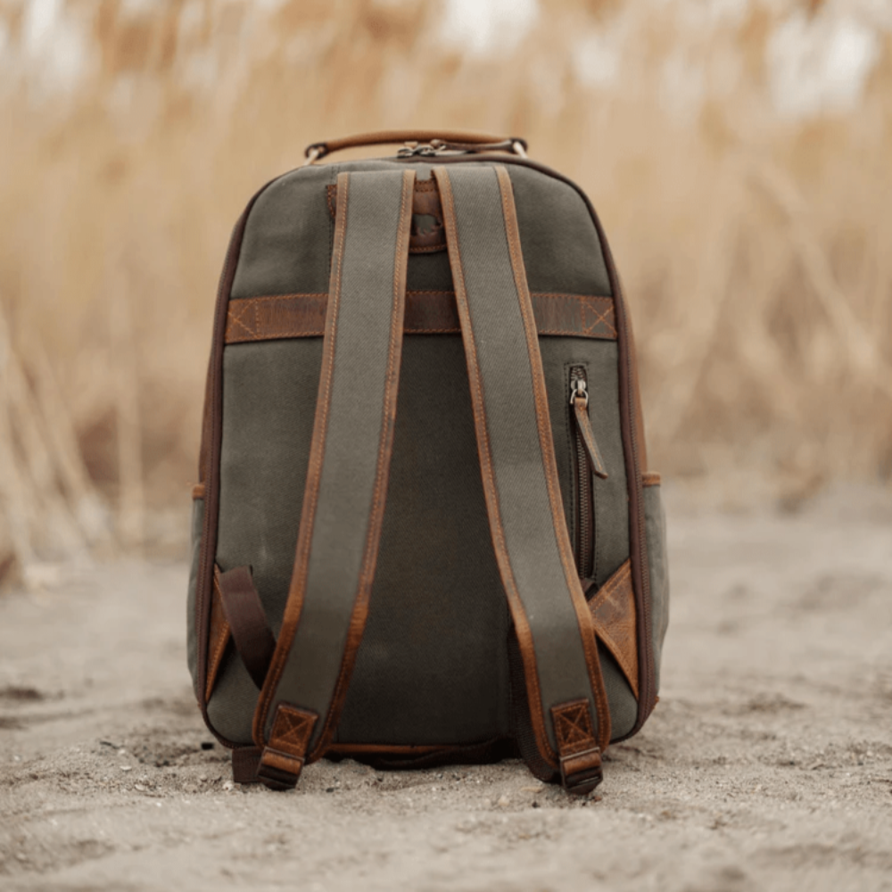 Canvas and Leather Backpack - Green
