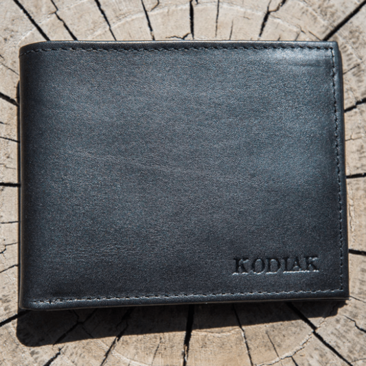 Black Leather Wallet for Men - Thin Slim Style