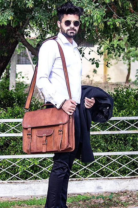 Full Grain Leather Briefcase Men's Messenger Bag Vintage 15 Leather L –  ROCKCOWLEATHERSTUDIO