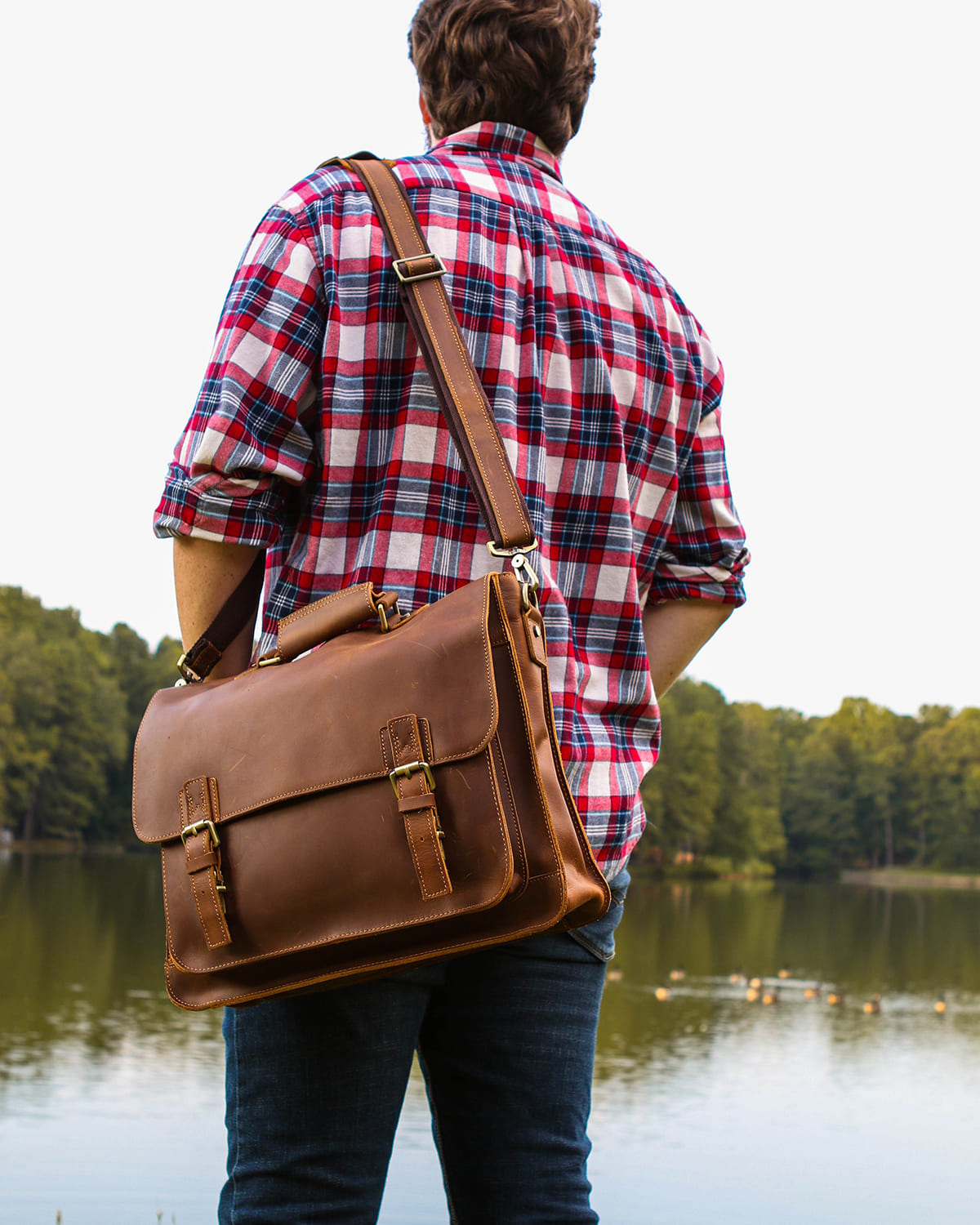 Brown Leather Messenger Satchel Bag for Men – The Real Leather