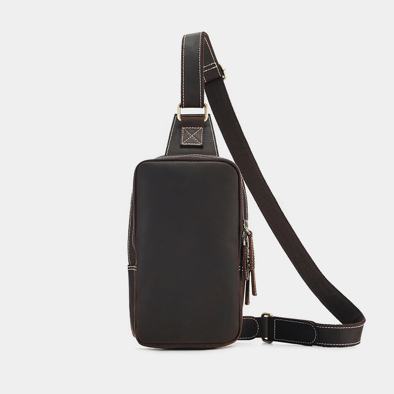 Small Leather Crossbody Purse Bag Brown Dark Brown