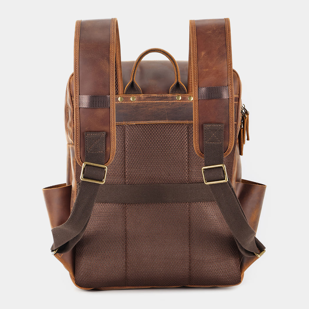 the compact leather laptop backpack for men