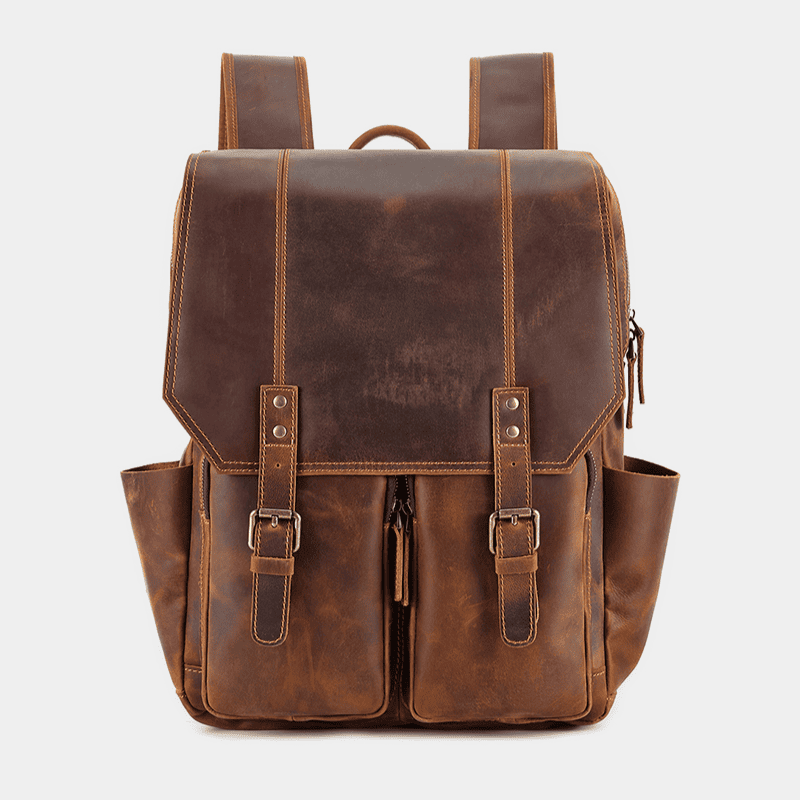 the compact leather laptop backpack for men