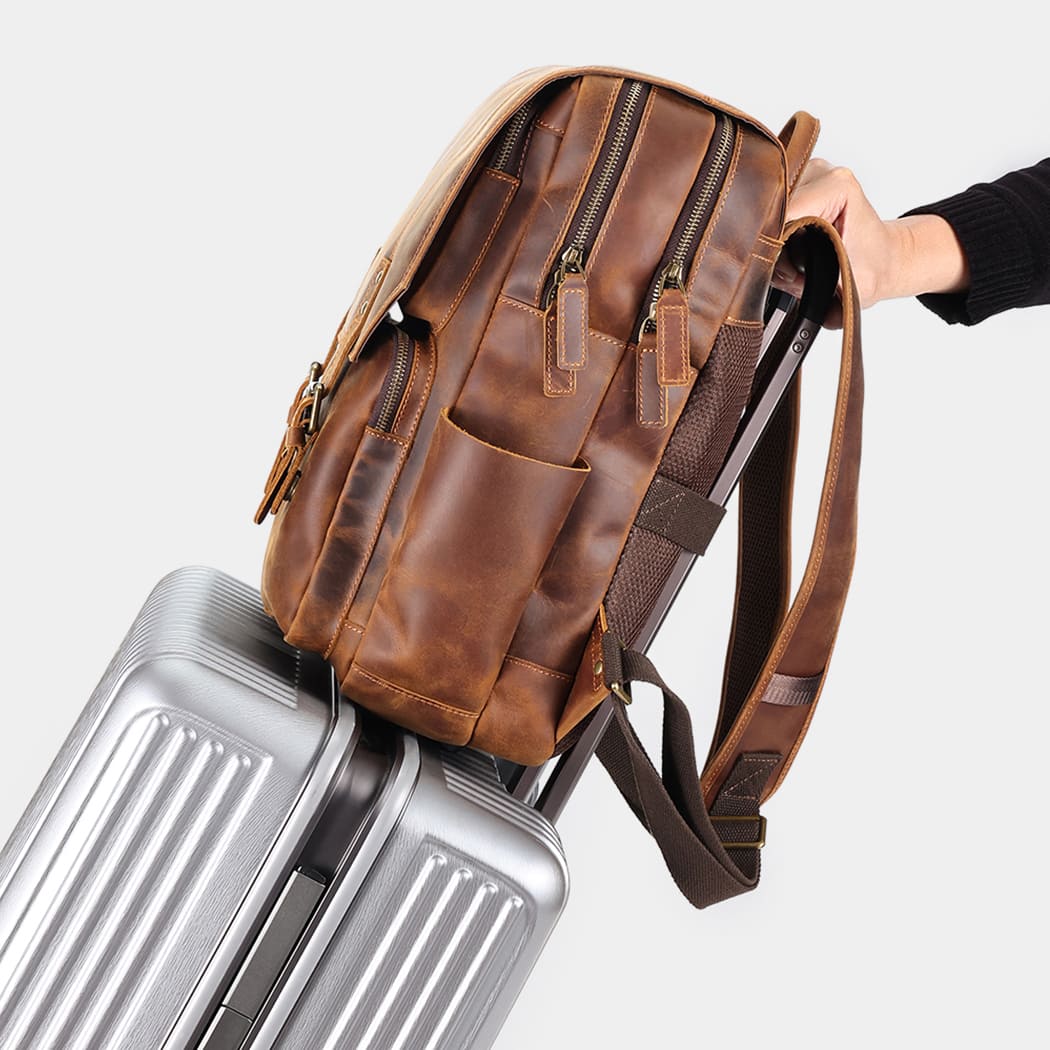 the compact leather laptop backpack for men