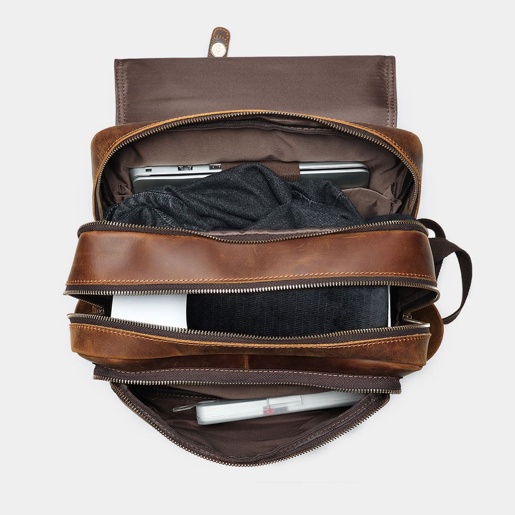 the compact leather laptop backpack for men