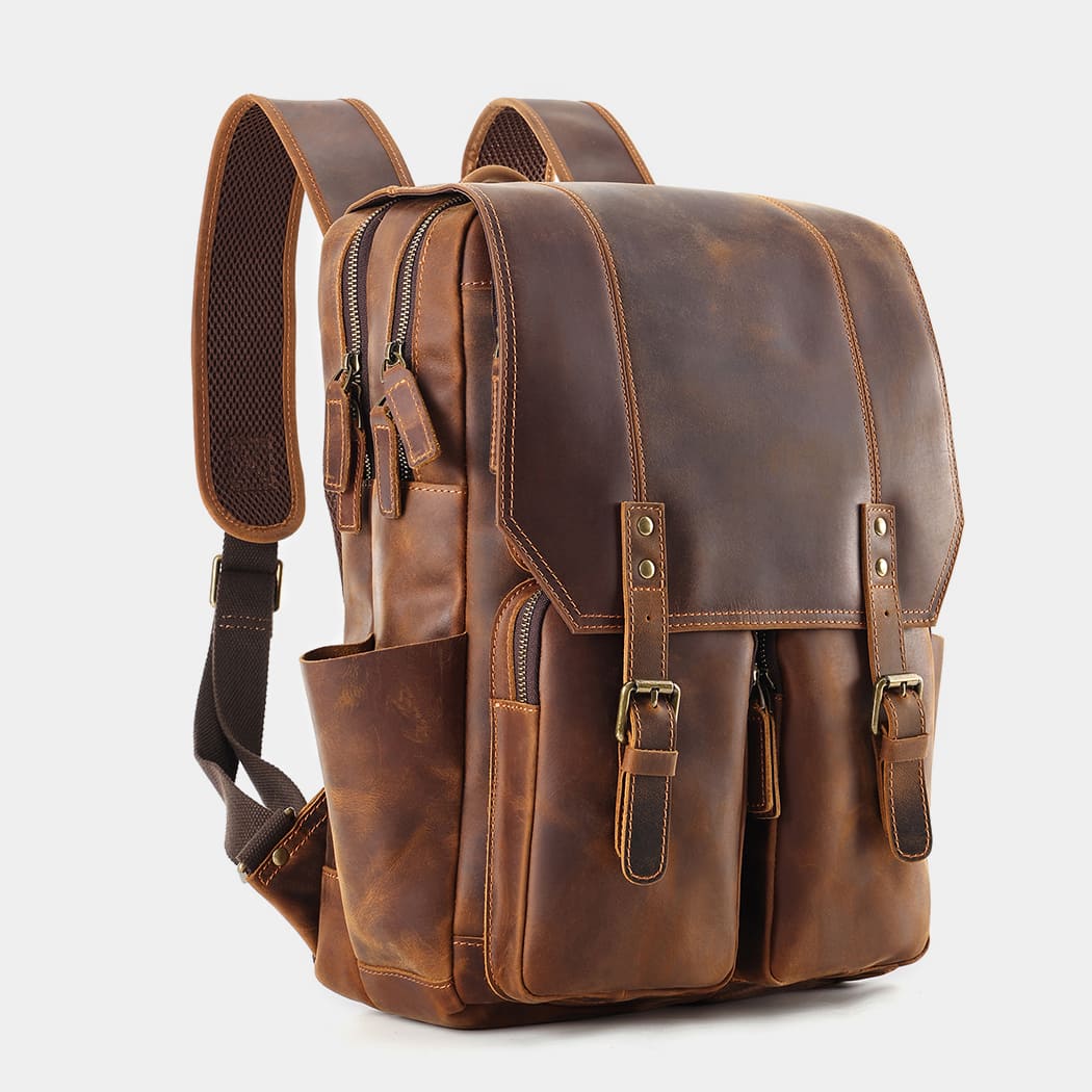 the compact leather laptop backpack for men