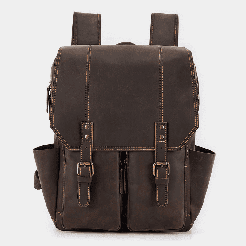 the compact leather laptop backpack for men