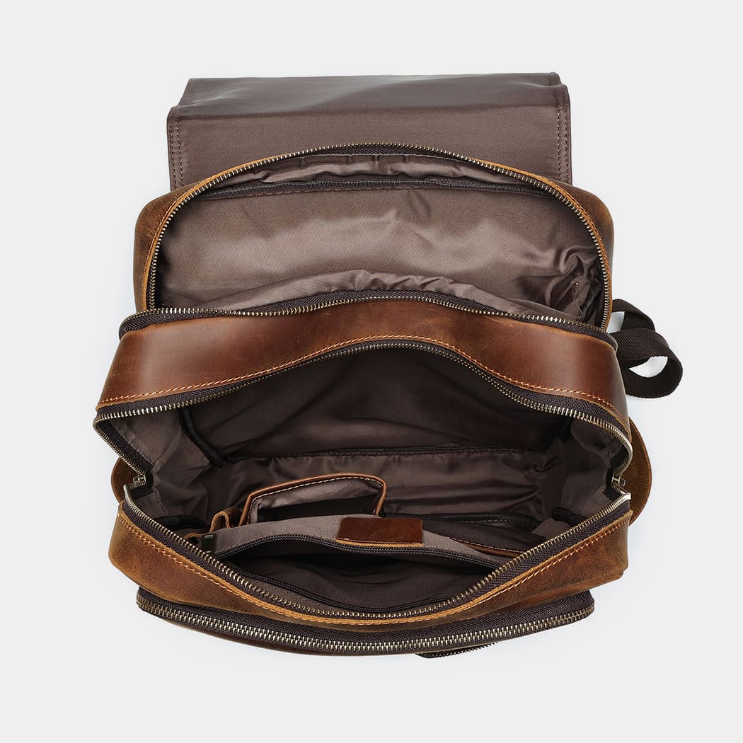 the compact leather laptop backpack for men