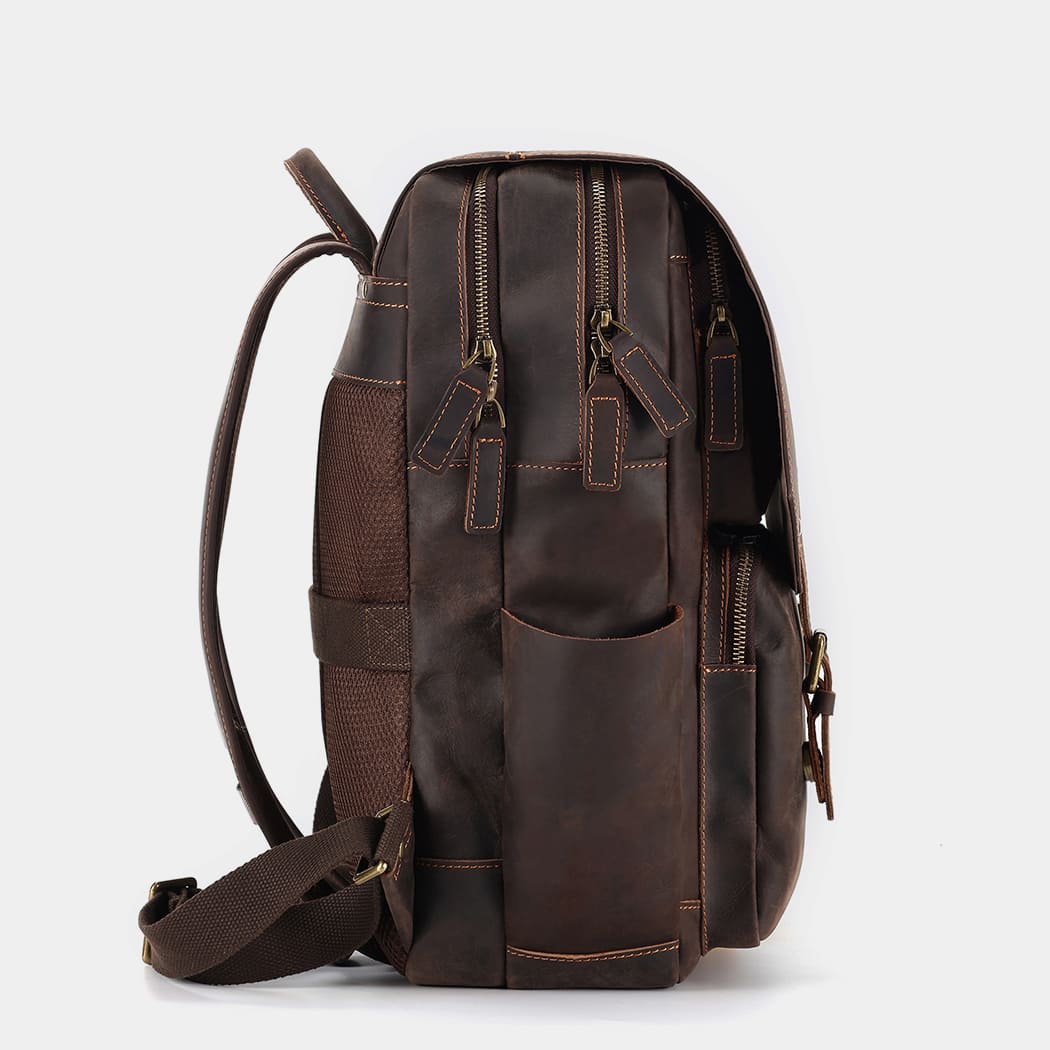 the compact leather laptop backpack for men