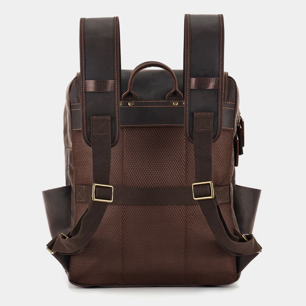 the compact leather laptop backpack for men