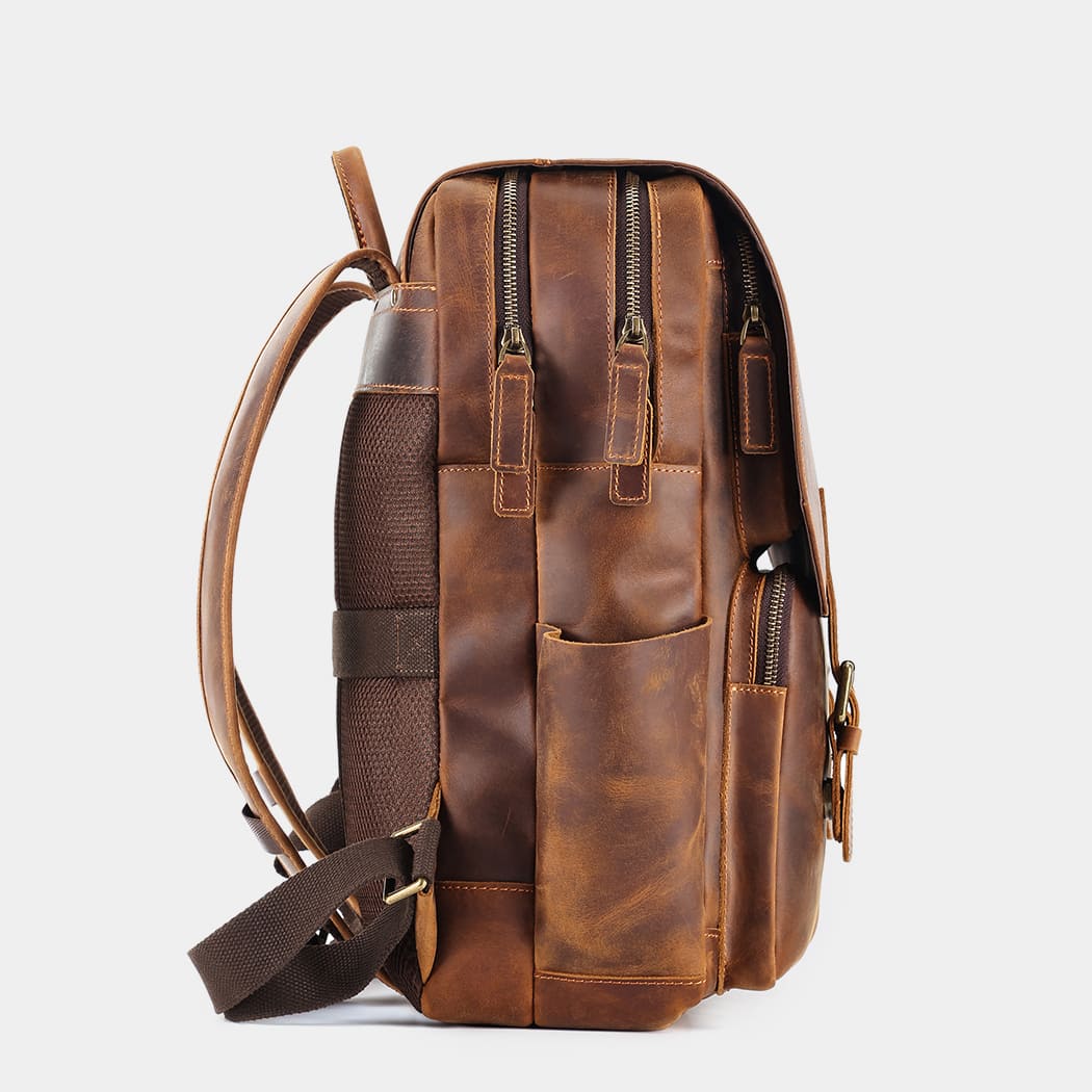 the compact leather laptop backpack for men