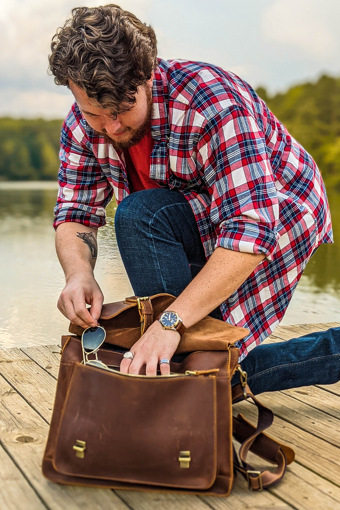 Men s Leather Messenger Bag for Laptop Vintage Satchel Leather