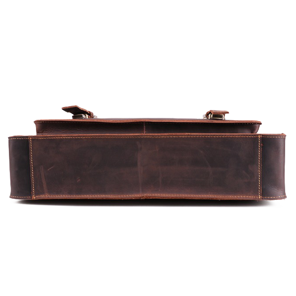 The Daily Men's Leather Messenger Bag for Laptops - Dark Brown Briefcase Bottom