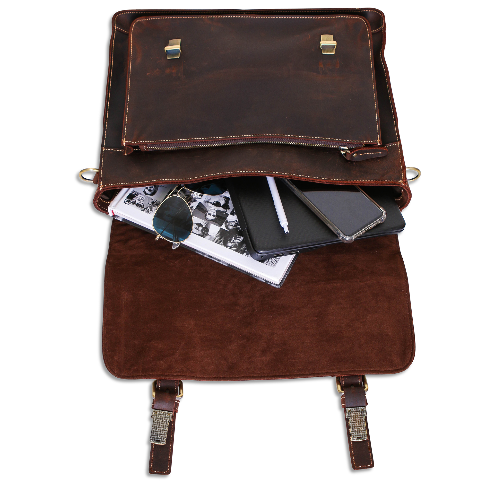 The Daily Men's Leather Messenger Bag for Laptops - Brown Briefcase