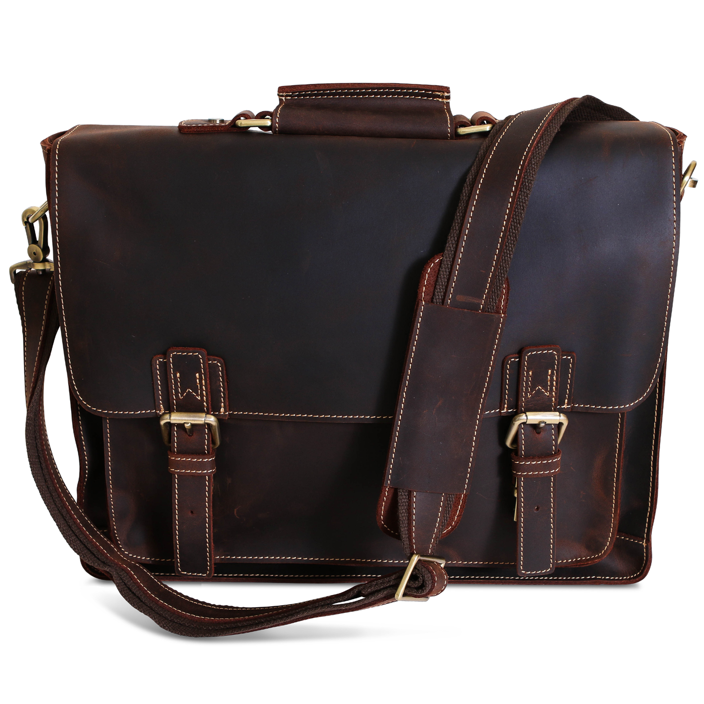 The Daily Men's Leather Messenger Bag for Laptops - Brown Briefcase