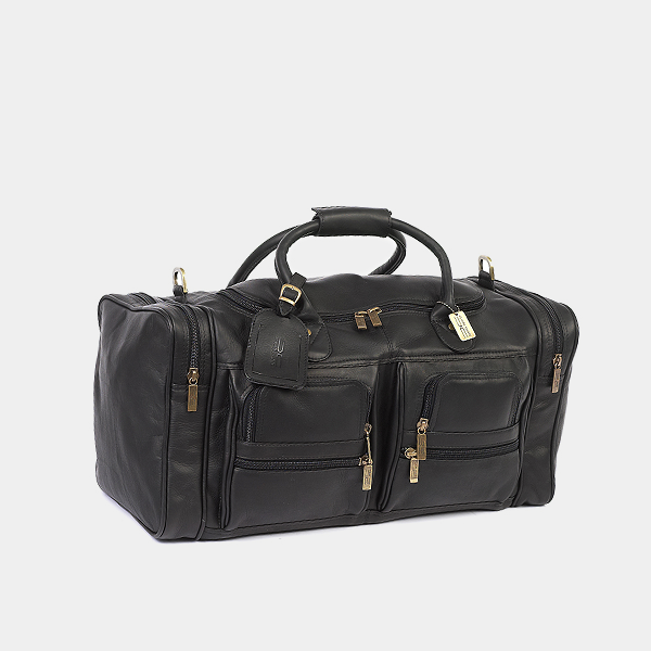 Claire Chase Cowhide Leather Executive Sport Duffel (Regular) Black
