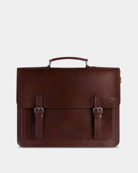 the heritage brown leather briefcase satchel front