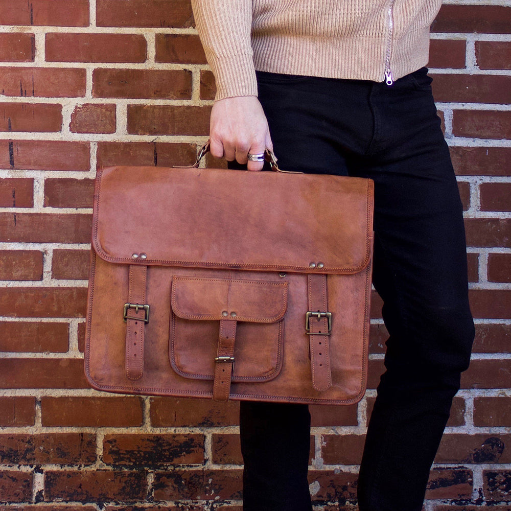 Top grain leather hot sale messenger bag