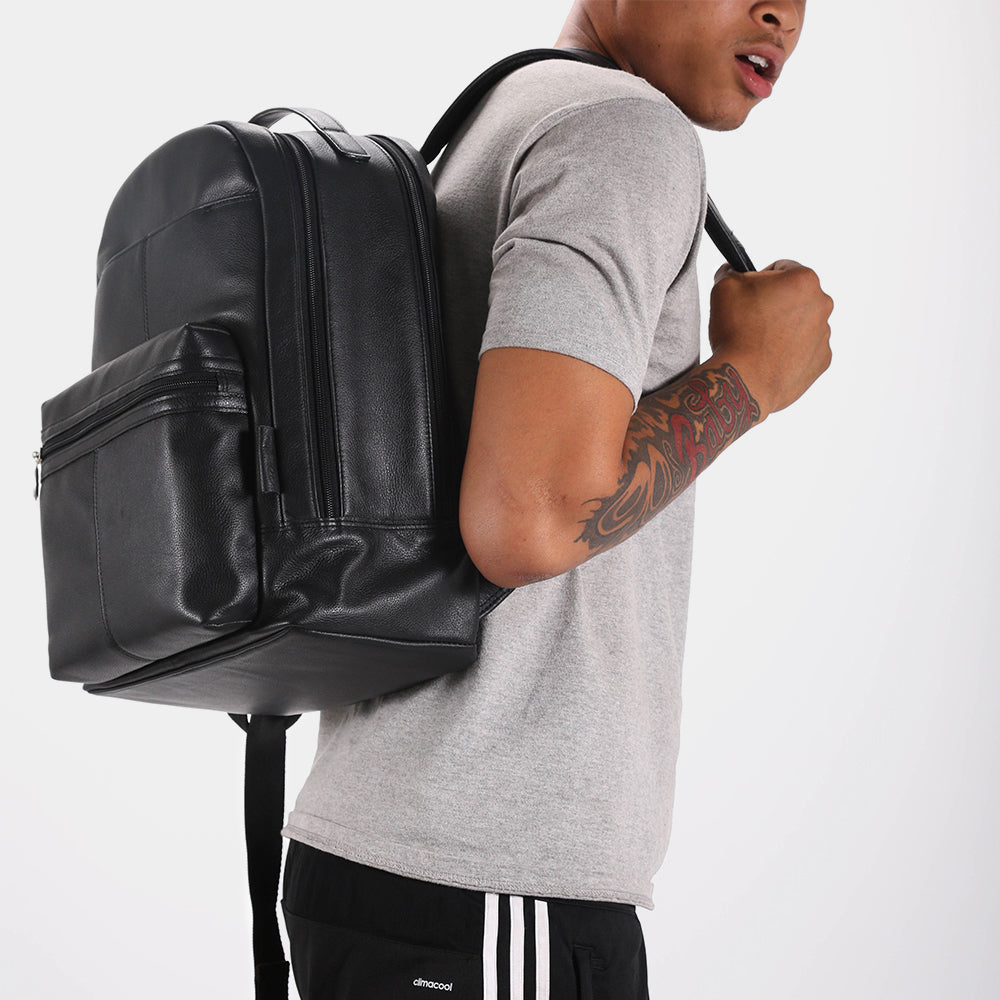 Premium 15” Leather Dual-Compartment Laptop Backpack Premium 15” Leather Dual-Compartment Laptop Backpack