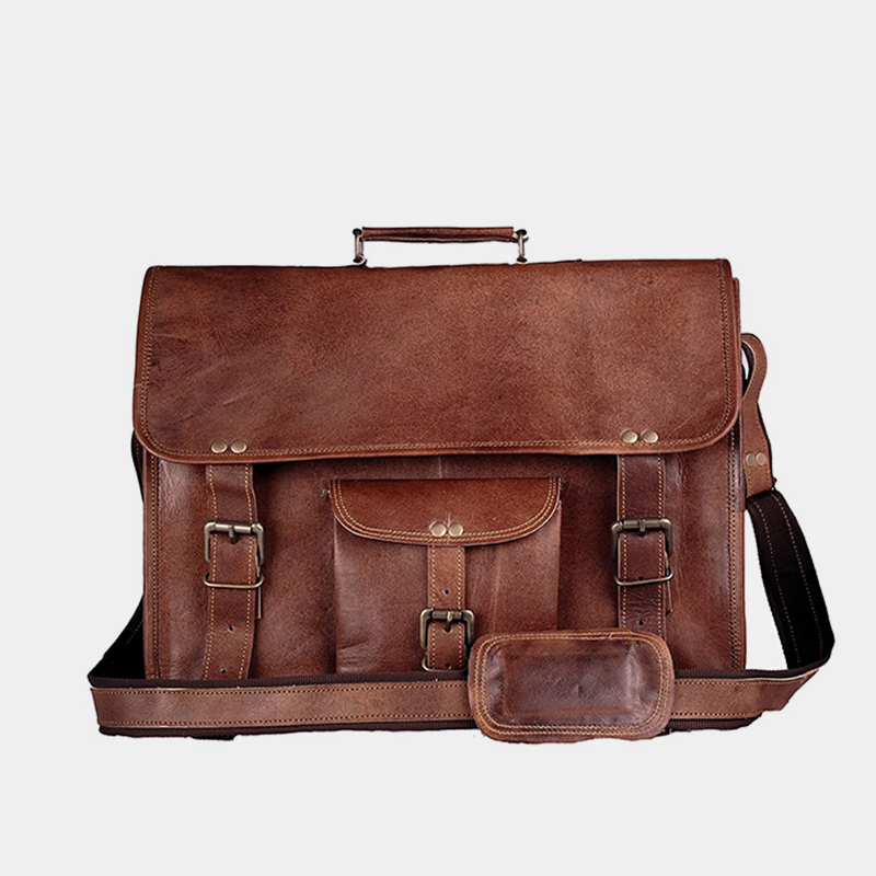 Vintage Leather Bag - Brown Messenger Briefcase Satchel – The Real ...