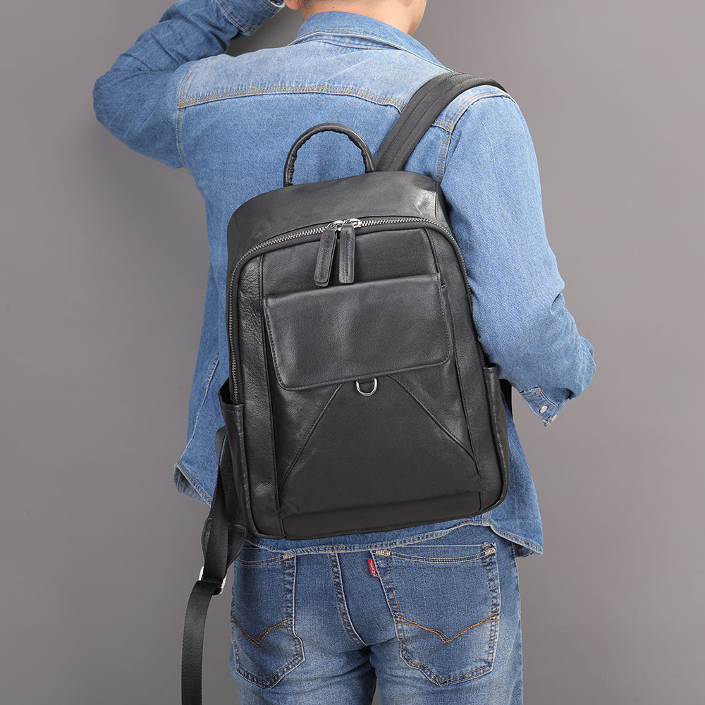 The Ebony | Black Leather Backpack for Men
