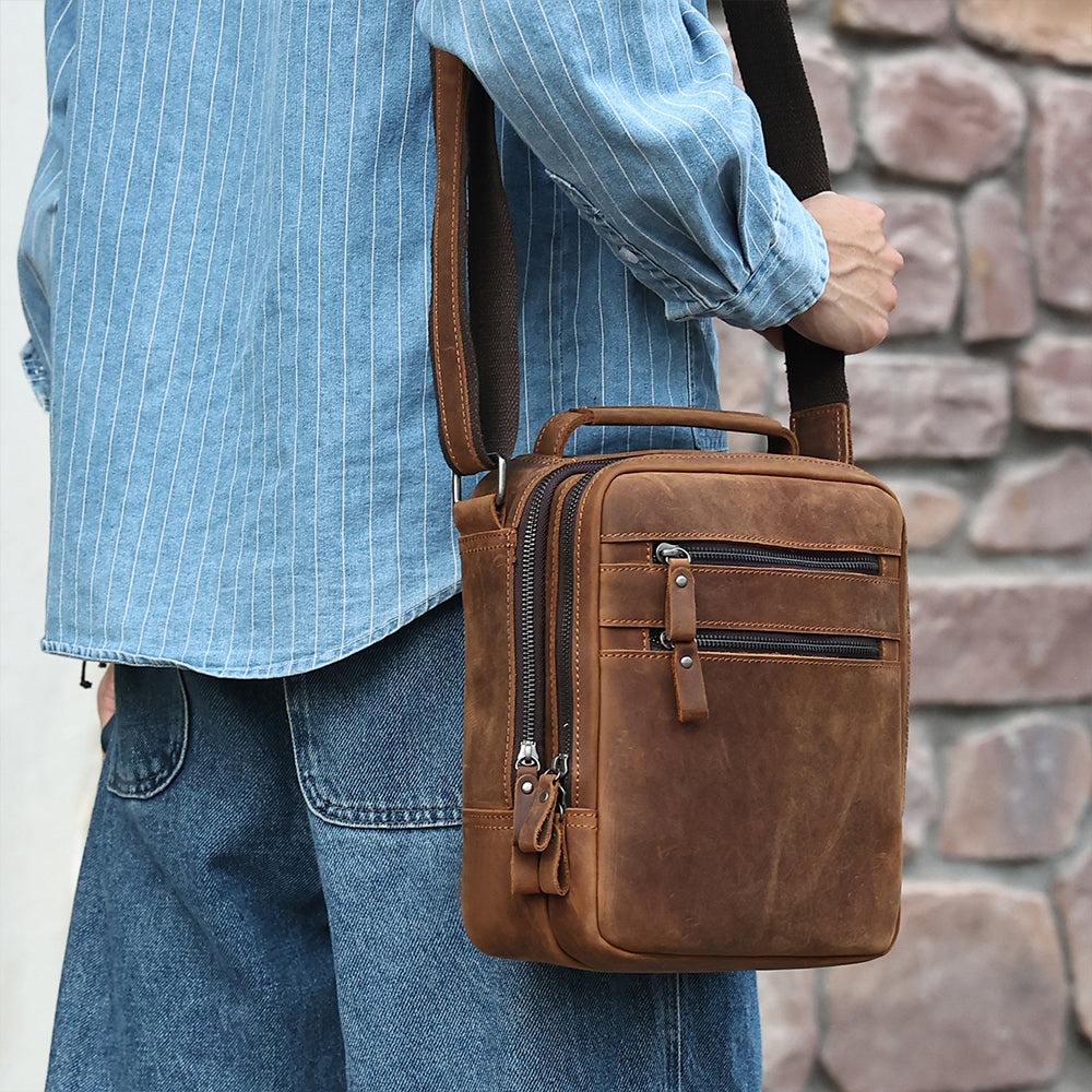 The Auburn  Classic Leather Shoulder Bag for Men