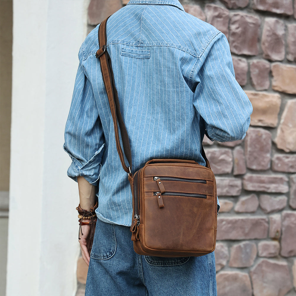 The Auburn  Classic Leather Shoulder Bag for Men