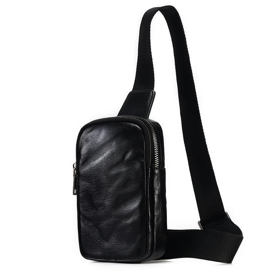 Classic Black Leather Men's Cross Body Satchel Bag