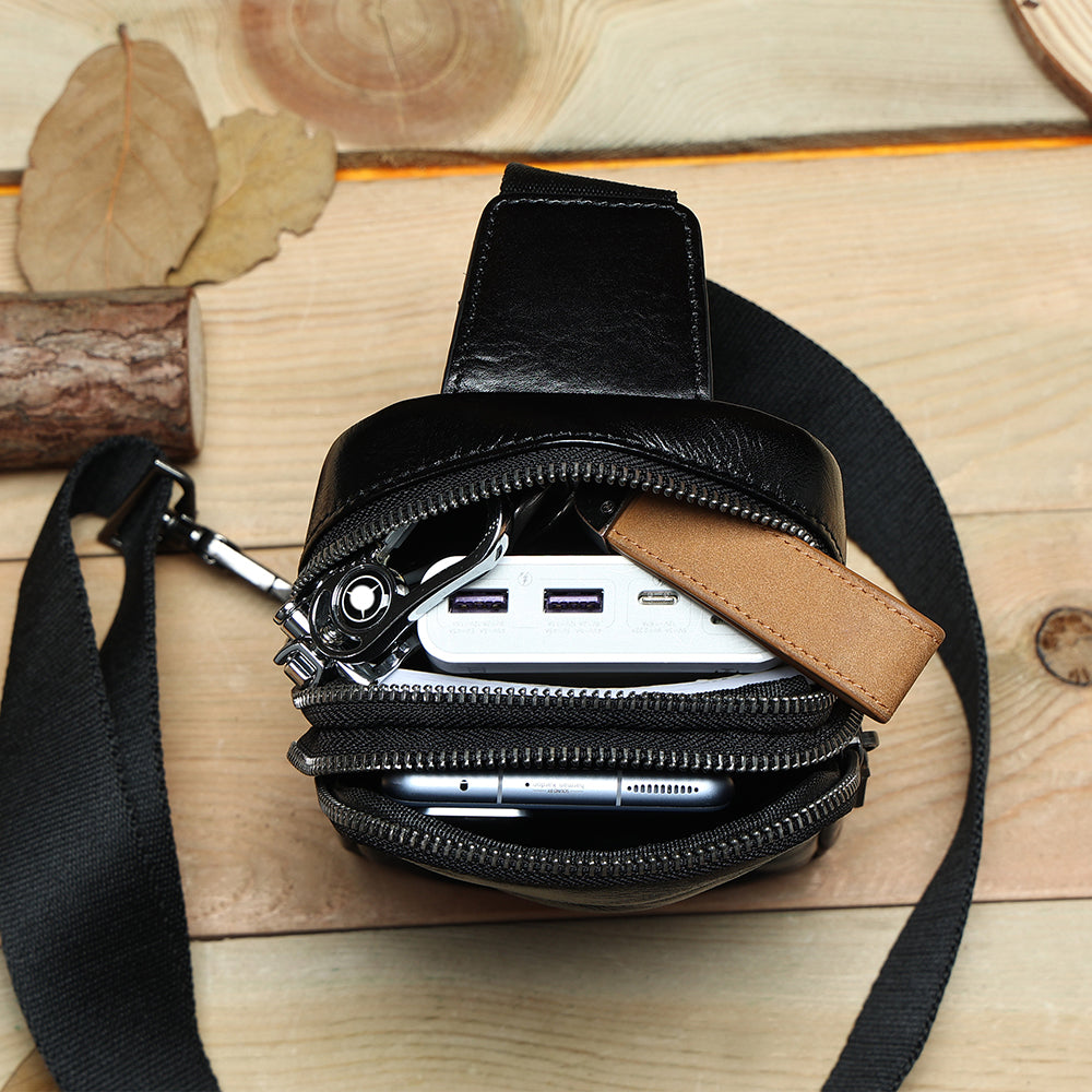 The Bellus | Small Leather Sling Bag for Men