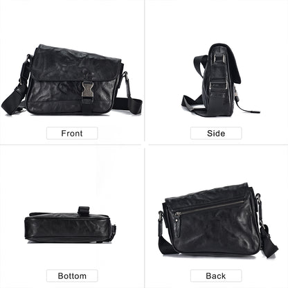 The Carino | Men's Black Leather Crossbody Bag