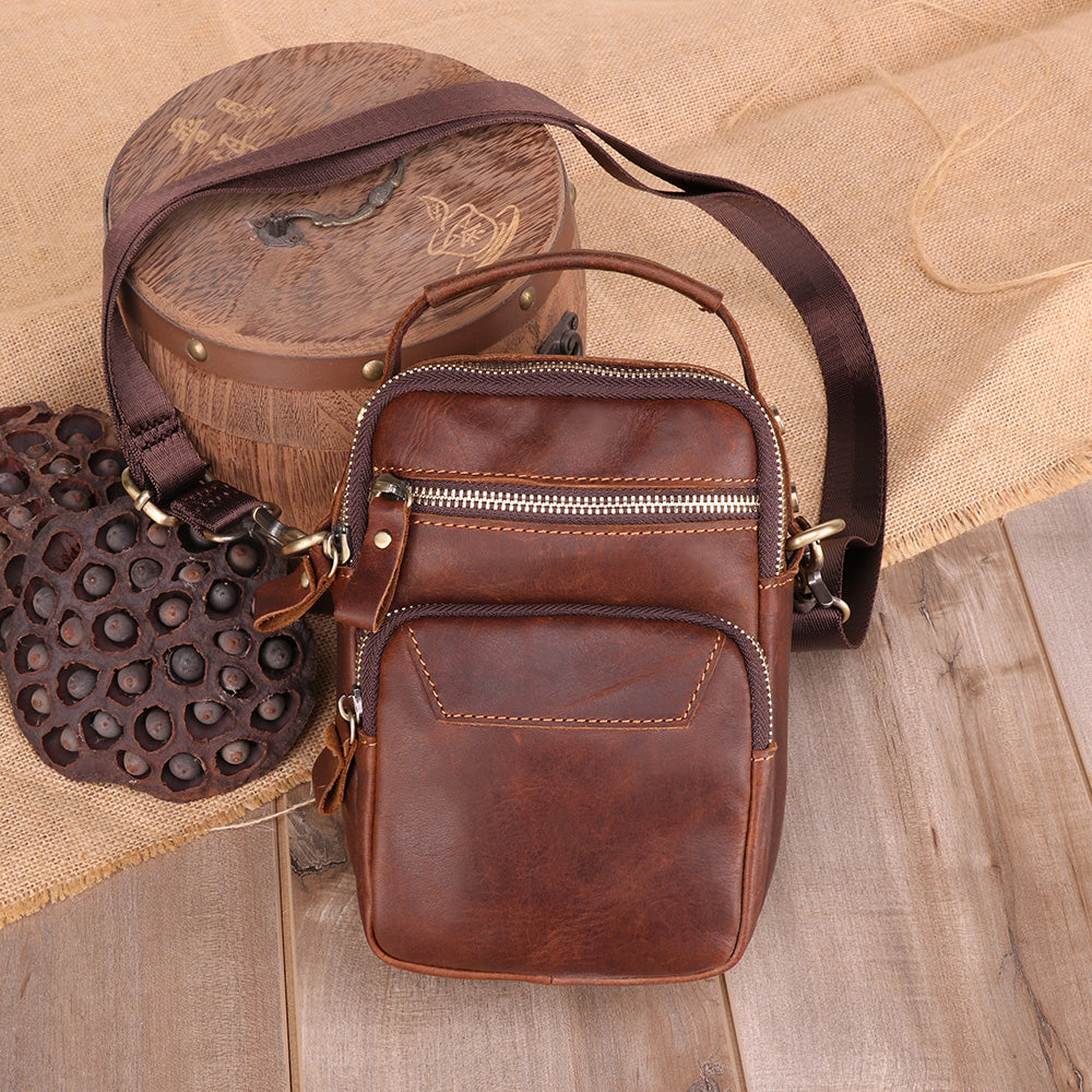 The Estro - Small Leather Crossbody Bag for Men