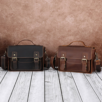 JOYIR Genuine Leather Small Messenger Bag for Men Vintage Shoulder Crossbody Bags for Work Business Travel