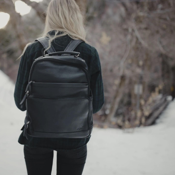 Mini Leather Backpack Purse - Black