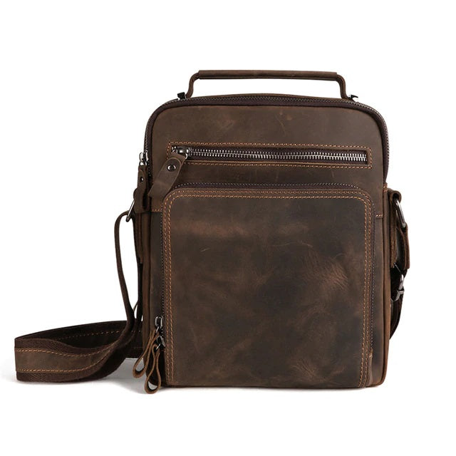 N/A Vintage Man Bags Leather Shoulder Bag for Men Business