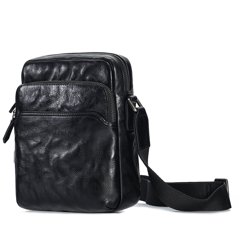 The Merle | Black Leather Crossbody Bag for Men – The Real Leather Company